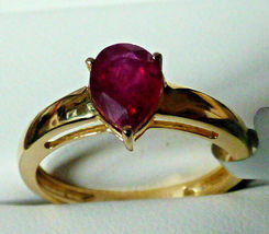 2Ct Pear Cut Red Ruby Solitaire Women&#39;s Engagement Ring 14K Yellow Gold Finish - £72.76 GBP