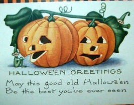 Fantasy Halloween Postcard Whitney Checkered Gnome Elf Dwarf Original Unused - $94.05