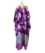 Vintage Winlar Kaftan Purple Silky Floral Multicolor Beach Lounge Dress ... - €28,05 EUR