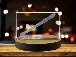 LED Base included | Recorder 3D Engraved Crystal 3D Engraved Crystal Kee... - $39.99+