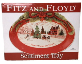 Fitz and Floyd Christmas Sentiment Tray Home Warms the Heart Holiday New In Box  - $56.69