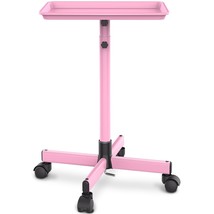 Tasalon Premium Salon Tray On Wheels, Aluminum Salon Rolling Tray Trolley, Pink - £45.89 GBP