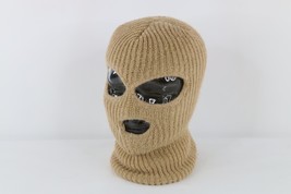 Vtg 90s Streetwear Distressed Chunky Ribbed Knit 3 Hole Robber Beanie Ha... - $34.60