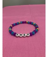 Handmade Multicolored Purple Blue &amp; Gold Crystal Beaded Name Bracelet-GWEN - $50.00