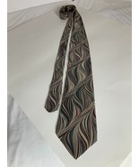 Tie Alexander Lloyd Brown Green Purple Abstract Swirl Print Extra Long M... - $14.85