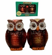Nocturnal Tropical Great Horned Owl Couple Ceramic Salt Pepper Shakers F... - $16.99