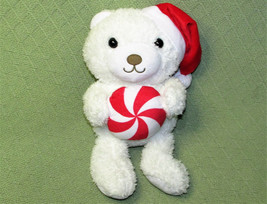 12&quot; Hallmark Christmas Santa Bear Peppermint Candy Plush Stuffed Animal White - £8.51 GBP