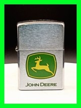 All Original Zippo Lighter Silver w/ Green &amp; Yellow John Deere Logo Leaping Deer - $74.24