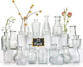 Glass Bud Vases Set Of 25,Small Clear Vases For Flowers, Vintage Vases In Bulk - $35.98