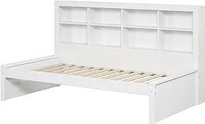 Donco Kids Equable Modern Twin Bookcase Daybed in White Finish - £516.27 GBP