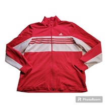Adidas Jacket Medium Women Lightweight Full Zip Red White Striped Runnin... - $15.34