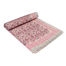 Traditional Jaipur Indian Beautiful Kantha Quilt Hand Block Print Vintage Kantha - £55.94 GBP