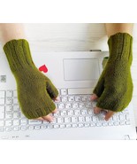 100% Merino Wool Fingerless Gloves Mittens Hand Knit Unisex Arm Warmers - $24.39