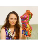 Fluorescent Body Art Sculpture: Painted Female Torso Figurine - $1,877.10 MXN