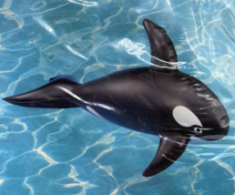 Killer Whale Pool Inflatable Toy 35&quot; 3FT Shamu NEW Vtg Black White Ride On Float - £73.08 GBP