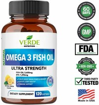 Ultra Strength Omega 3 Fish Oil 3600mg EPA/DHA Potent, Joint Pain Relief - 120ct - £12.65 GBP