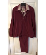 Alfred Dunner Vintage 3 pc Suit Pantsuit RaspBerry Size 16 Plaid Shirt 1... - $32.52 CAD