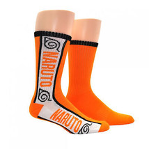 Naruto Shippuden Hidden Leaf Village Symbols Athletic Crew Socks Orange - £11.93 GBP