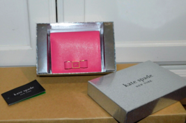 Kate Spade Morgan Bow Embellished Wallet Bi-Fold Pom Pom Pink Leather Purse+Box - £69.78 GBP