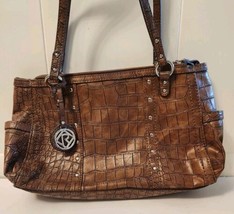 Relic by Fossil Heather Crocodile Shoulder Bag Purse Brown Double Handle Reptile - £18.82 GBP
