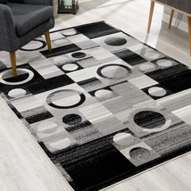 HomeRoots 393971 7 x 9 ft. Gray Blocks &amp; Rings Area Rug - £284.49 GBP