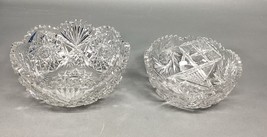 Set Of 2 Cut Glass Crystal Serving Bowls With Sawtooth Edging - €16,98 EUR