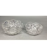 Set Of 2 Cut Glass Crystal Serving Bowls With Sawtooth Edging - $363.98 MXN