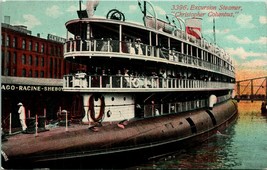 Vtg Postcard Pre-1910 Excusion Steamer Christopher Columbus Wisconsin - £6.92 GBP