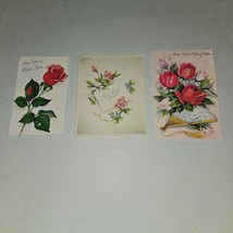 3 VTG Get Well Greeting Cards Lot Roses Flowers Feel Better Soon NEVER USED - £15.53 GBP