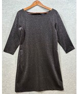 Lands End Womens 12 Petite Black Sparkle Ponte Jersey Shift Holiday Party - $193.76 MXN
