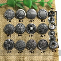 Vintage Elegant Carved Bronze Color Snaps Metal Decorative Button For Clothes - £25.17 GBP