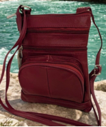 New Dark Red Small Leathers Crossbody Messenger Purse Bag  Adjustable Strap - $23.36