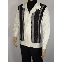 Men's Fancy European Sweater Jacket By Silversilk Fashionable 11007 Cream image 8