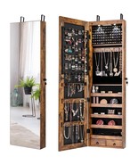 2-in-1 Door/Wall Mounted Jewelry Armoire Full Length Mirror in Brown Woo... - $396.44 CAD