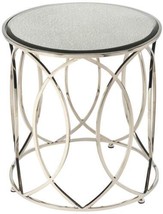 End Table Side Contemporary Round Polished Nickel Antique Mirror Distressed - £479.68 GBP