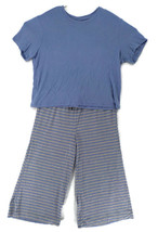 HONEYDEW JERSEY PAJAMA SET SZ M PERIWINKLE STRIPES STRETCH WOMENS WASHAB... - $4.99