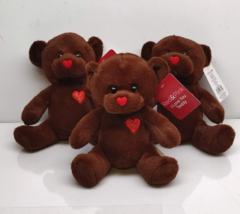 CVS 7&quot; Red &amp; Pink I Love You Heart Soft Teddy Bear Brown Dandee Lot of 3 - £19.08 GBP