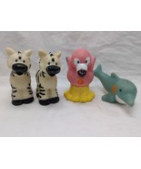 Lot Of (4) Fisher Price Little People Animals Zebra Flamingo Dolphin 3&quot; - $17.81