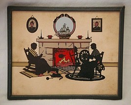 Newton Silhouette Picture Victorian Style Wool Spinning Wheel Metal Frame - £7.77 GBP