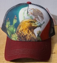 Eagle Mexican Flag Mexico Cactus Snapback Mesh Back Baseball Cap Hat - £11.42 GBP