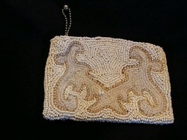 015 Vintage Handmade Bead Clutch Purse White - £15.98 GBP