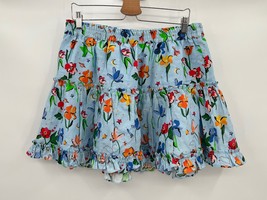 Hill House Paz Skirt Sz 2XL Light Blue Floral Space Print 100% Linen Min... - $49.00