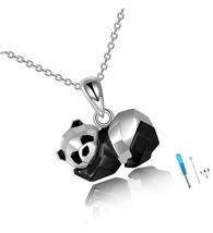 Necklace Sterling Silver Cute Origami Panda I Love You - £107.18 GBP
