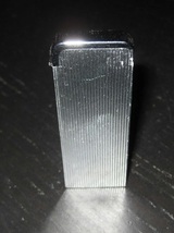 Silver Match Chrome Silver Diagonal Striped Art Deco Flint Gas Butane Lighter - $11.99