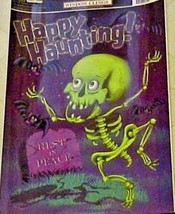 Window Clings Halloween Happy Haunting RIP Graveyard Skeleton Dancing on Grave - £7.10 GBP