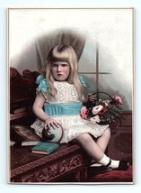Victorian Trade Card 1800s Van Horn Carpet Furniture Store Girl Ball &amp; F... - £9.32 GBP