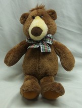 Vintage Gund Buddy The Cute Brown Teddy Bear W/ Bow 13&quot; Plush Stuffed Animal - £19.43 GBP