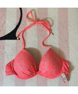 Victoria&#39;s Secret Forever Young Coral Daisy Lace Fabulous Bikini Top - 3... - £35.29 GBP