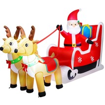 Christmas Inflatable Decorations Outdoor Claus On Sleigh With Two Blow Up Built- - £134.45 GBP