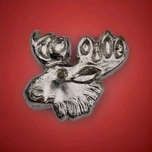 Moose Pin Vintage Small Jeweled Eye￼ Silver Tone - $14.34